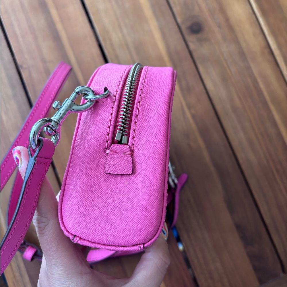 Marc Jacobs Bright Pink Playback Half Moon Saffiano Leather Small Crossbody Bag - Picture 4 of 12